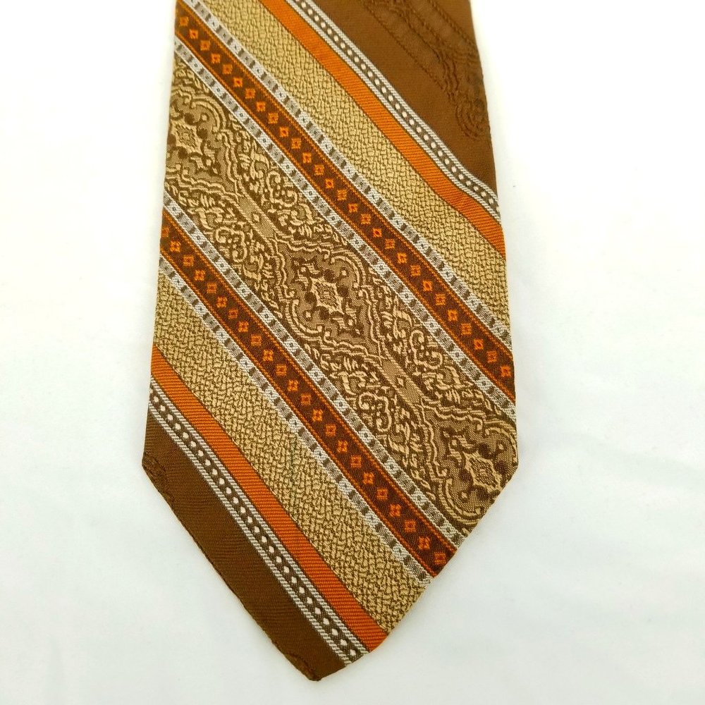 1970s Vintage Neck Tie, 3.75" x 58" Gold, Orange